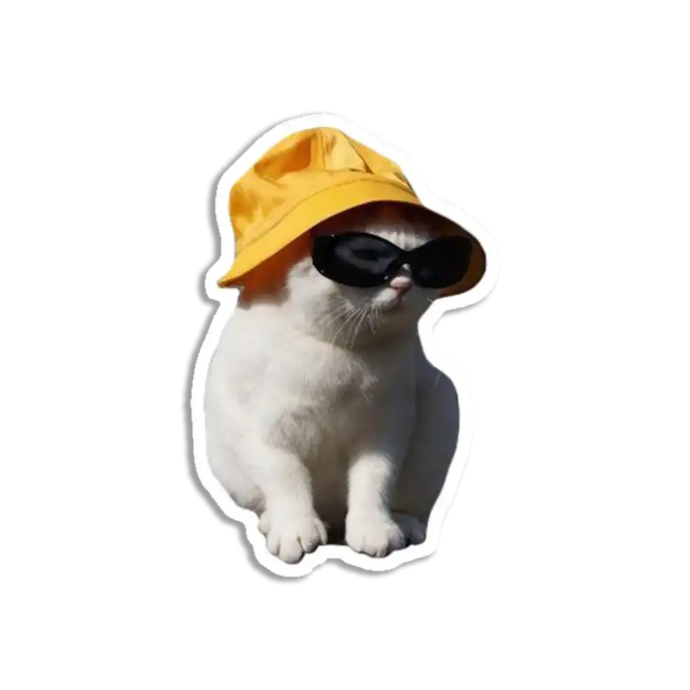 Bucket hat cat Sticker