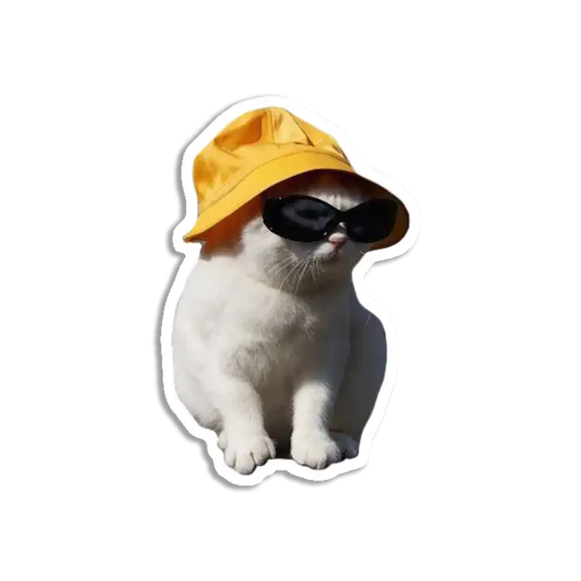 Bucket hat cat Sticker