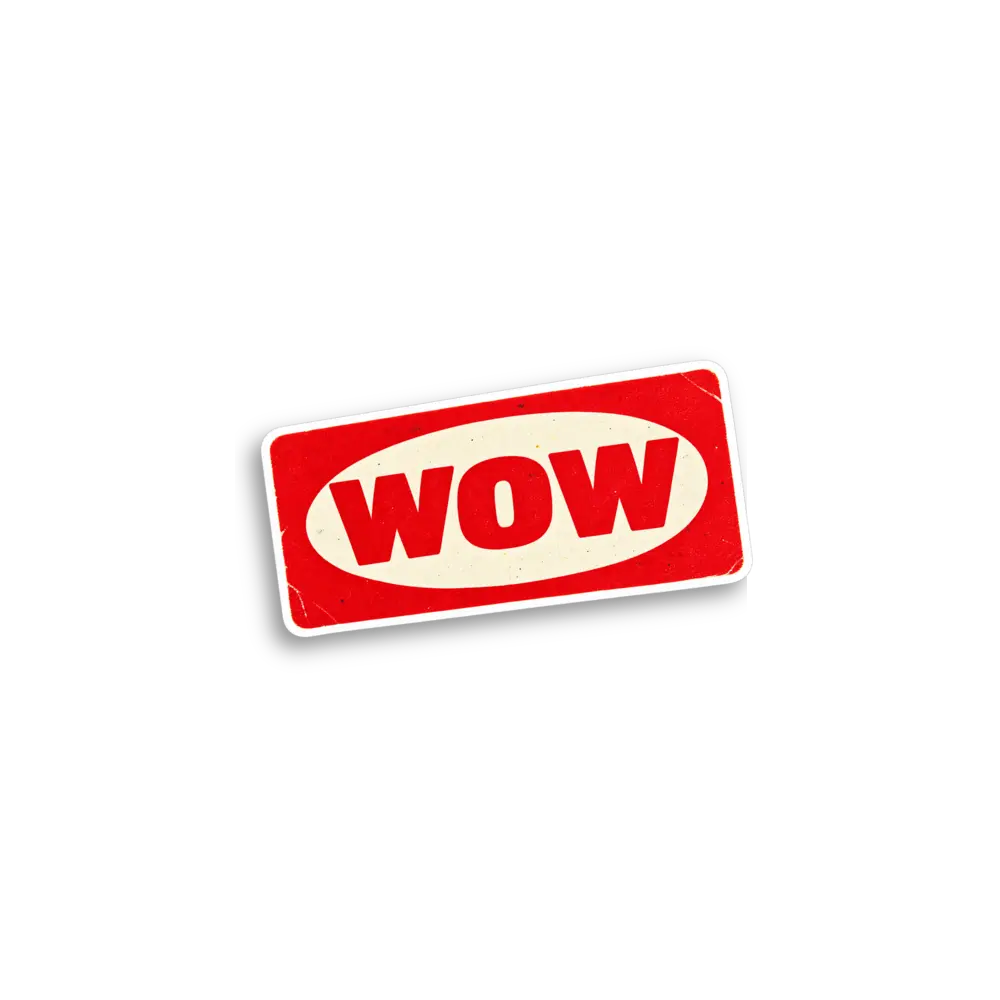 Red Wow Label Sticker