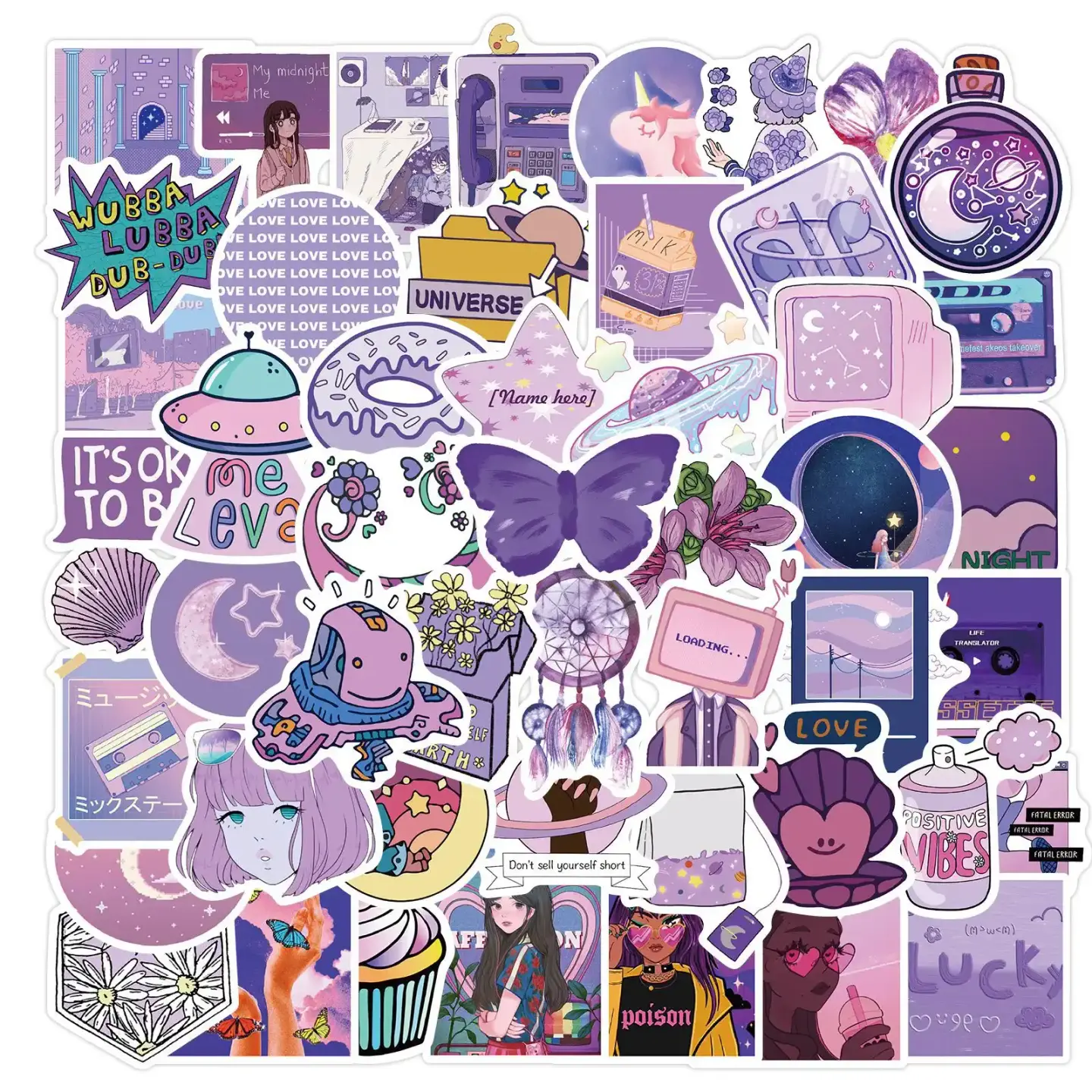 Ins Style Cute Cartoon Girl Graffiti Stickers Pack of 50