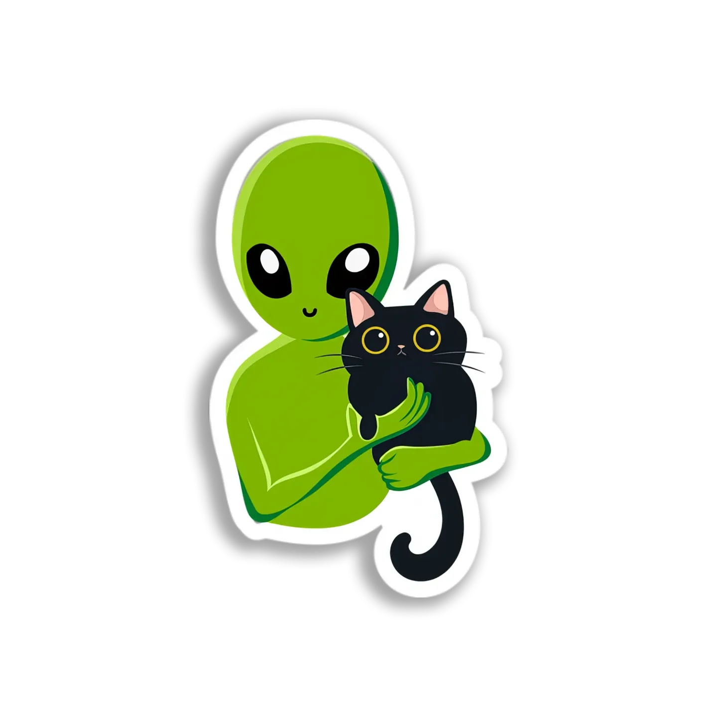 Alien Holding Cat Sticker