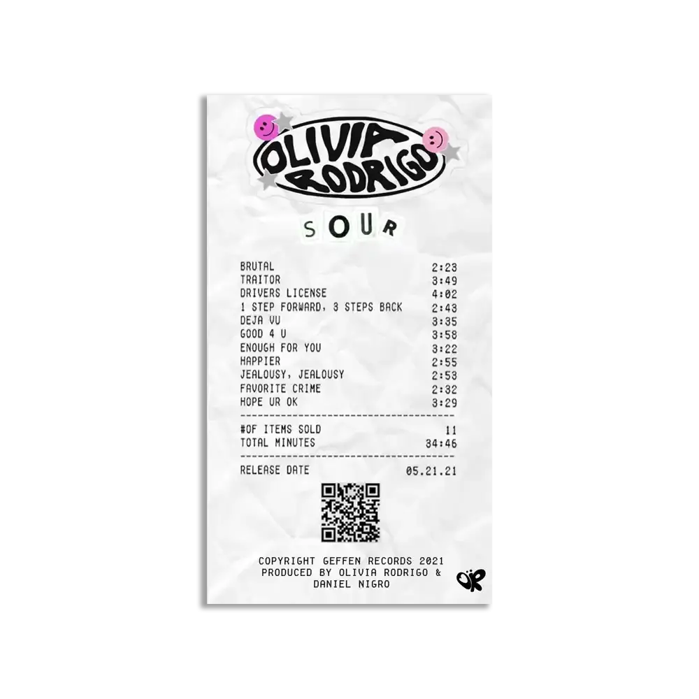 Olivia Rodrigo Receipt Sticker