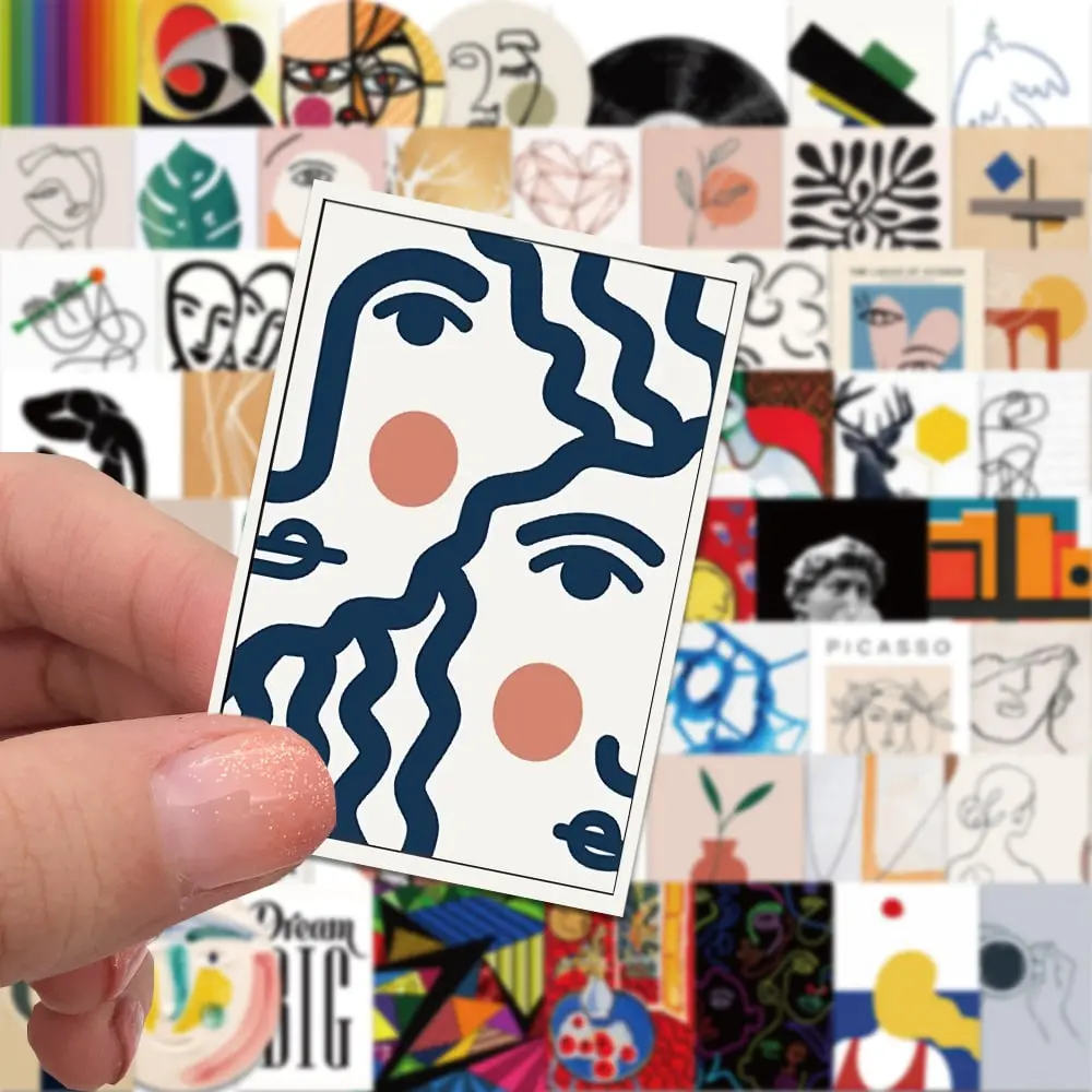 Vintage Abstract Art Stickers Set of 50