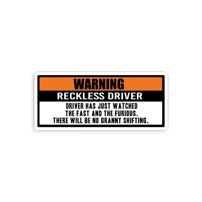 Warning Fast and Furious Car Sticker