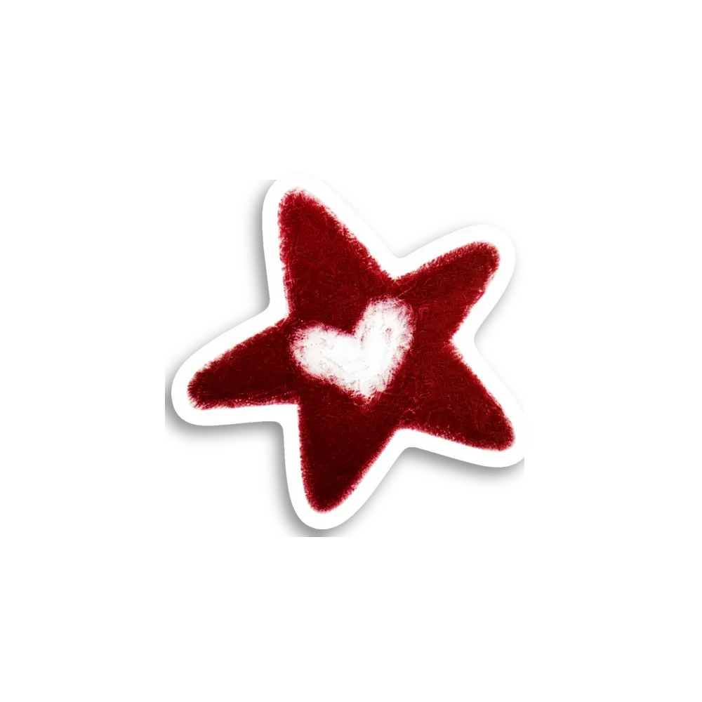 Red Star White Heart Sticker