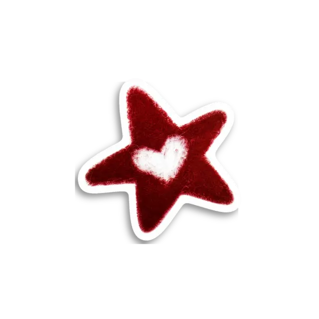 Red Star White Heart Sticker