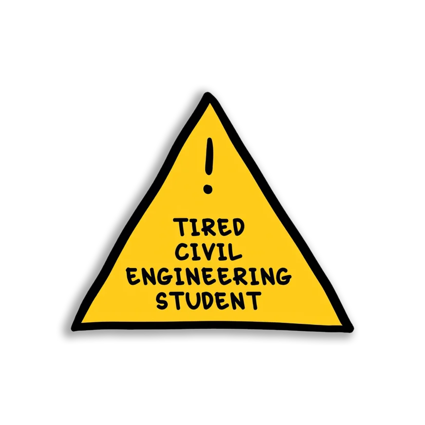Tired Civil Engineering Student Sticker