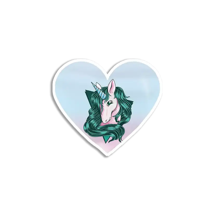 Vintage Unicorn Heart Sticker