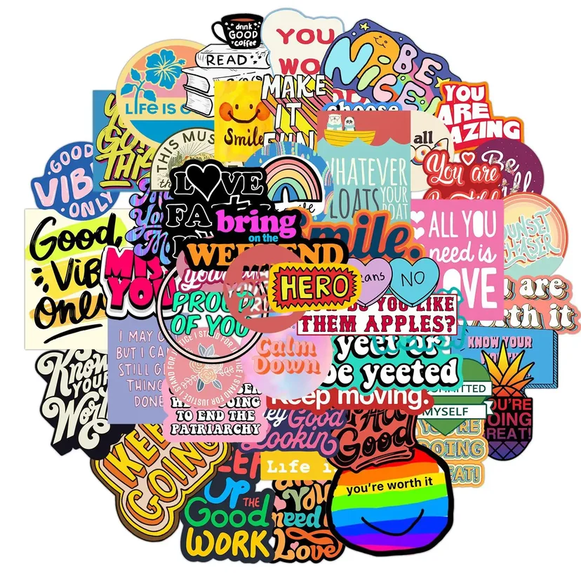 Motivational Phrases Sticker Quotes Pack of 50