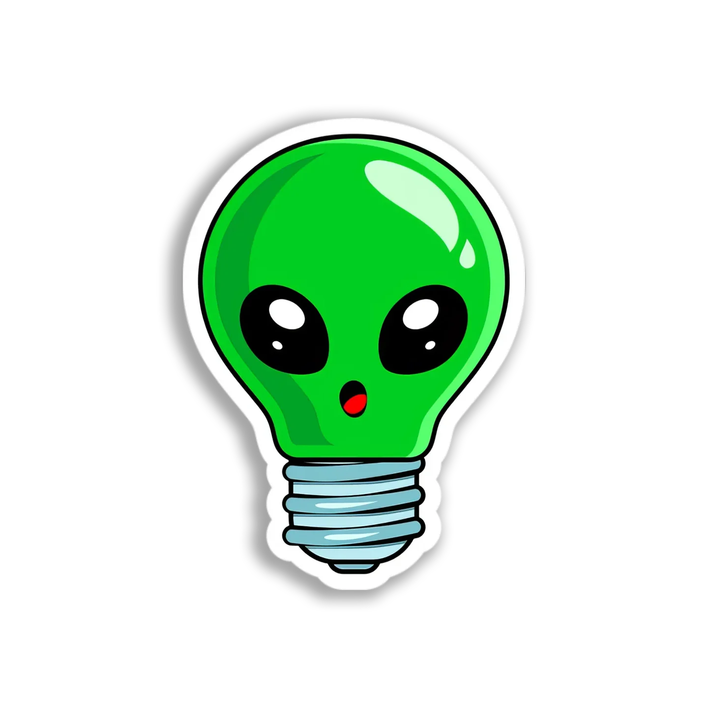 Green Alien Bulb Sticker