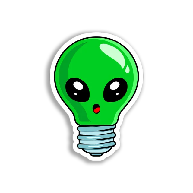 Green Alien Bulb Sticker