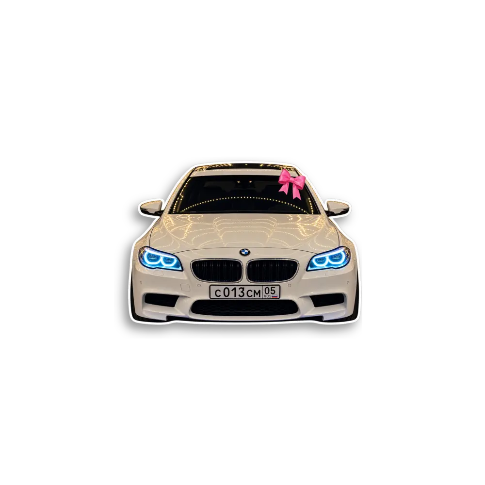 White Car Bow Sticker