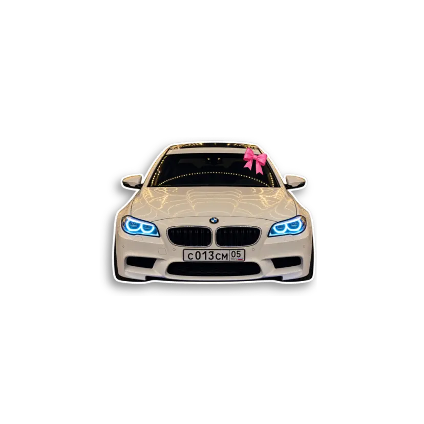 White Car Bow Sticker