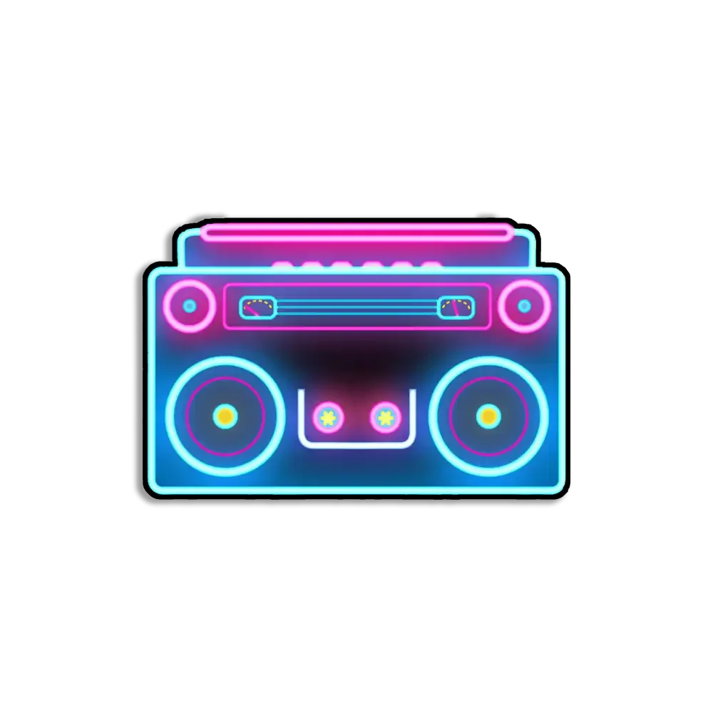 Neon Cassette Sign Sticker