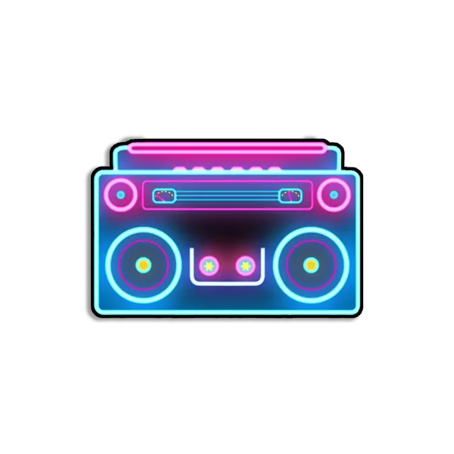 Neon Cassette Sign Sticker