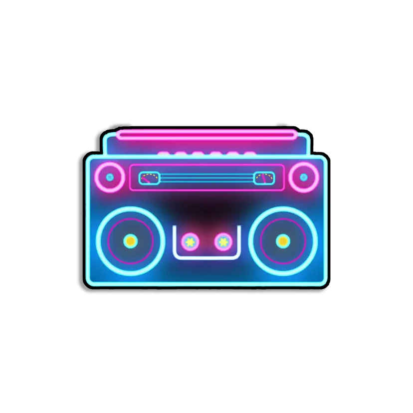 Neon Cassette Sign Sticker