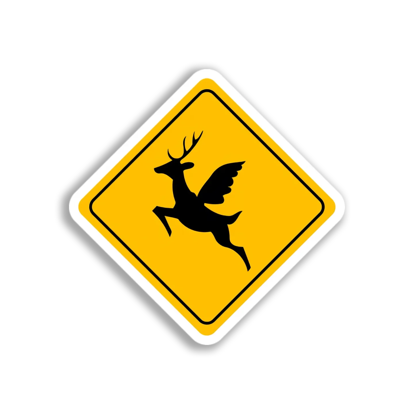 Winged Deer Warning Sticker