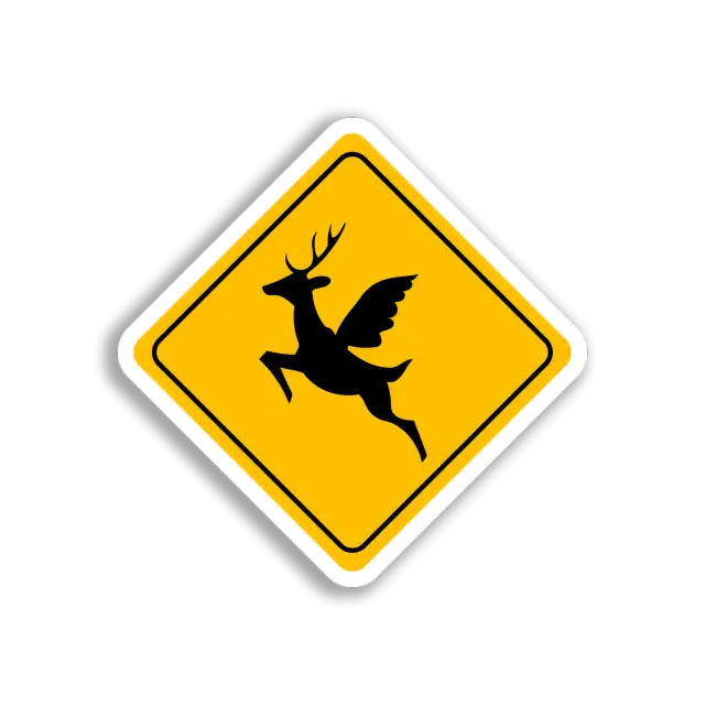 Winged Deer Warning Sticker