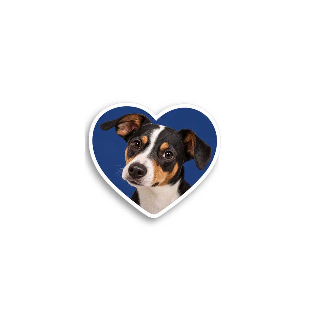 Blue Heart Dog Sticker
