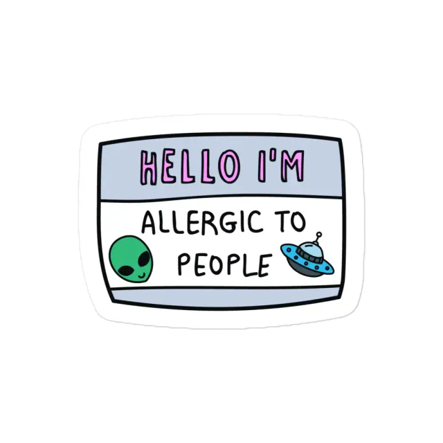 Name Card Allergic to People Sticker