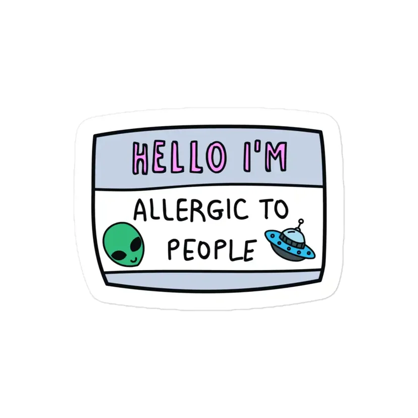 Name Card Allergic to People Sticker
