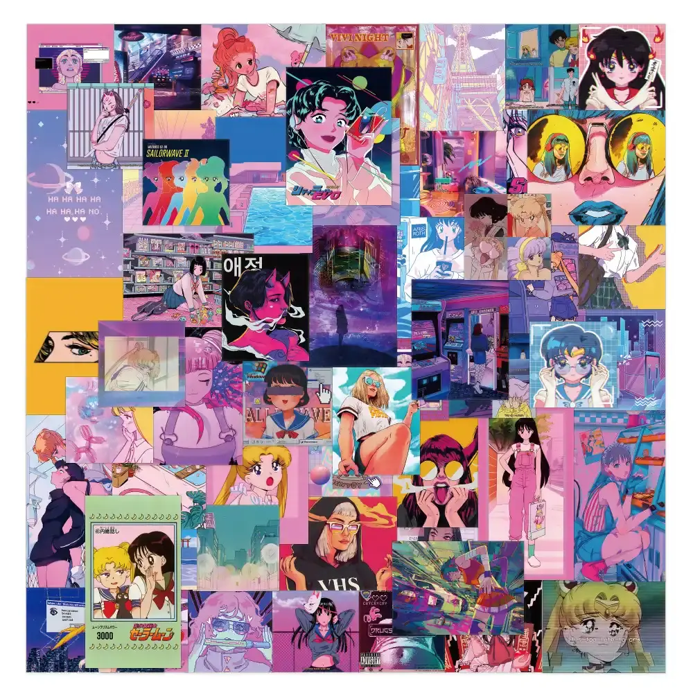 Vaporwave Girls Stickers Pack of 50