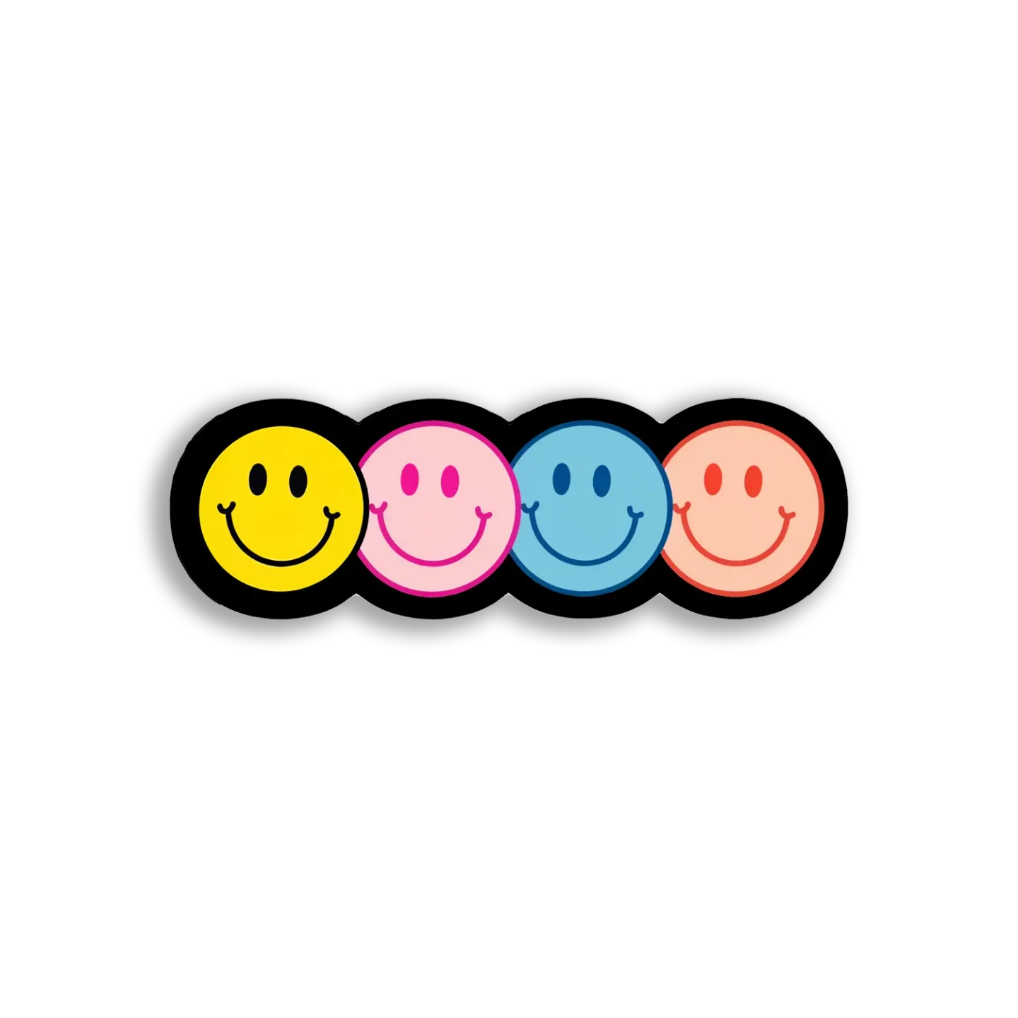 Four Colorful Smiley Faces Sticker
