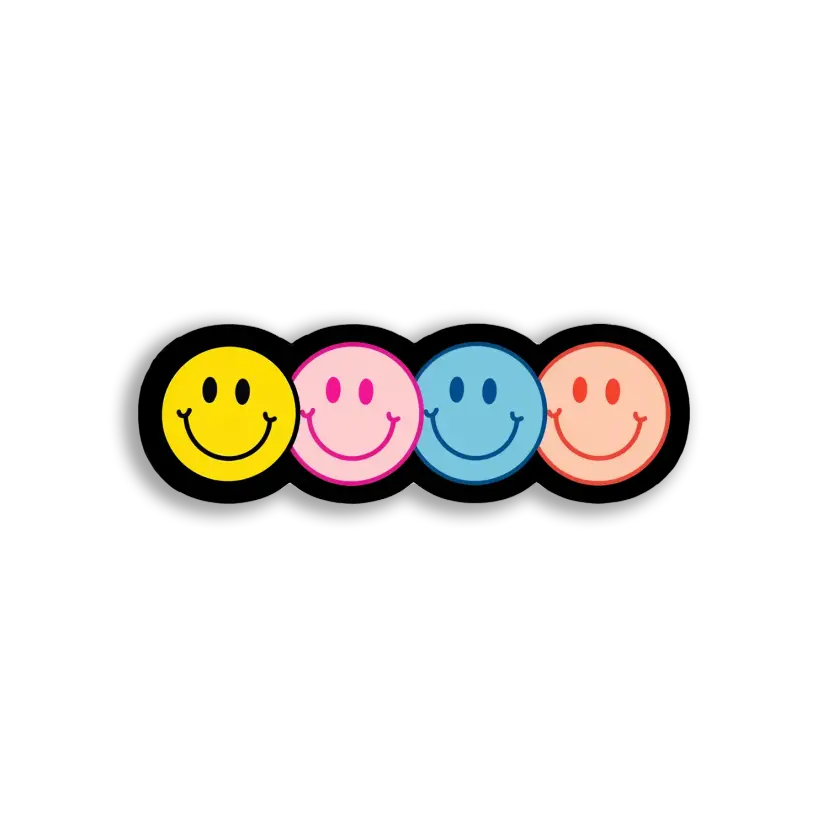 Four Colorful Smiley Faces Sticker