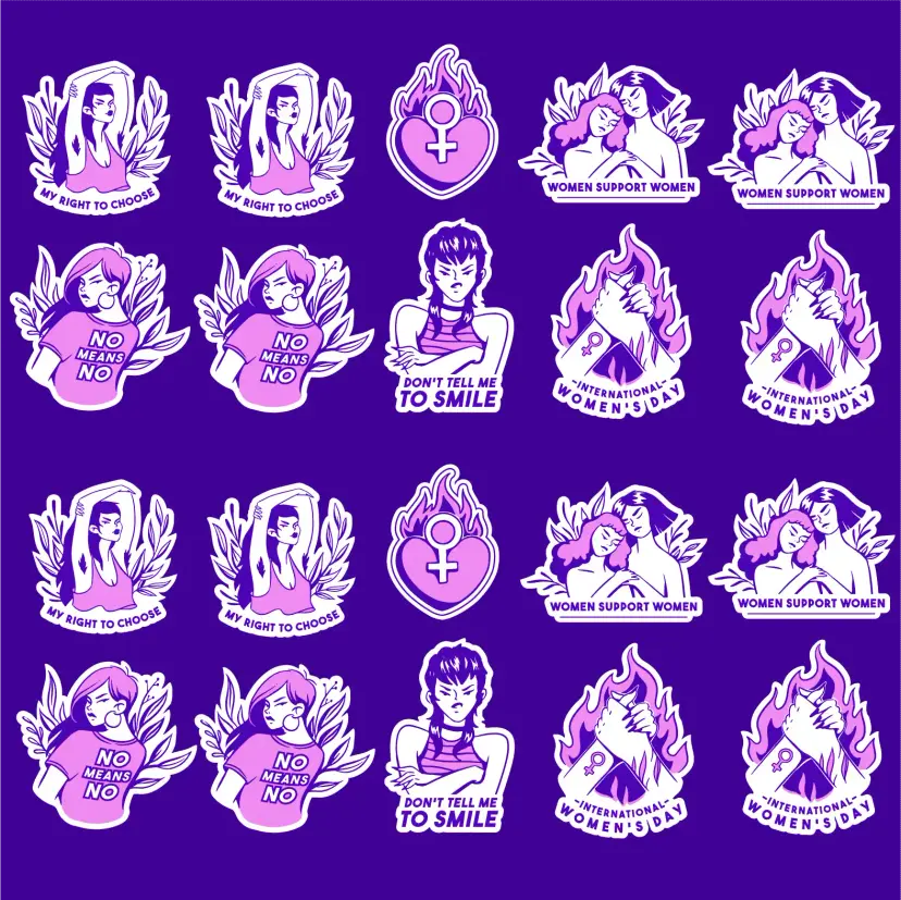 Purple Feminist Stickers Set