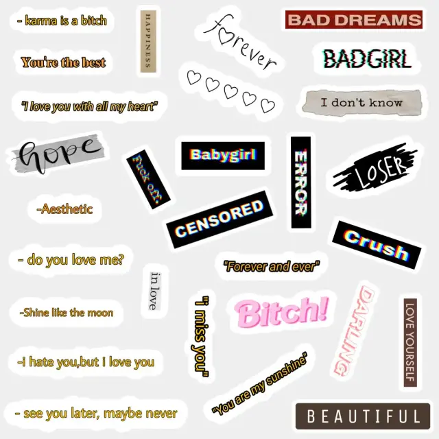 Quotes and Text Aesthetic Stickers