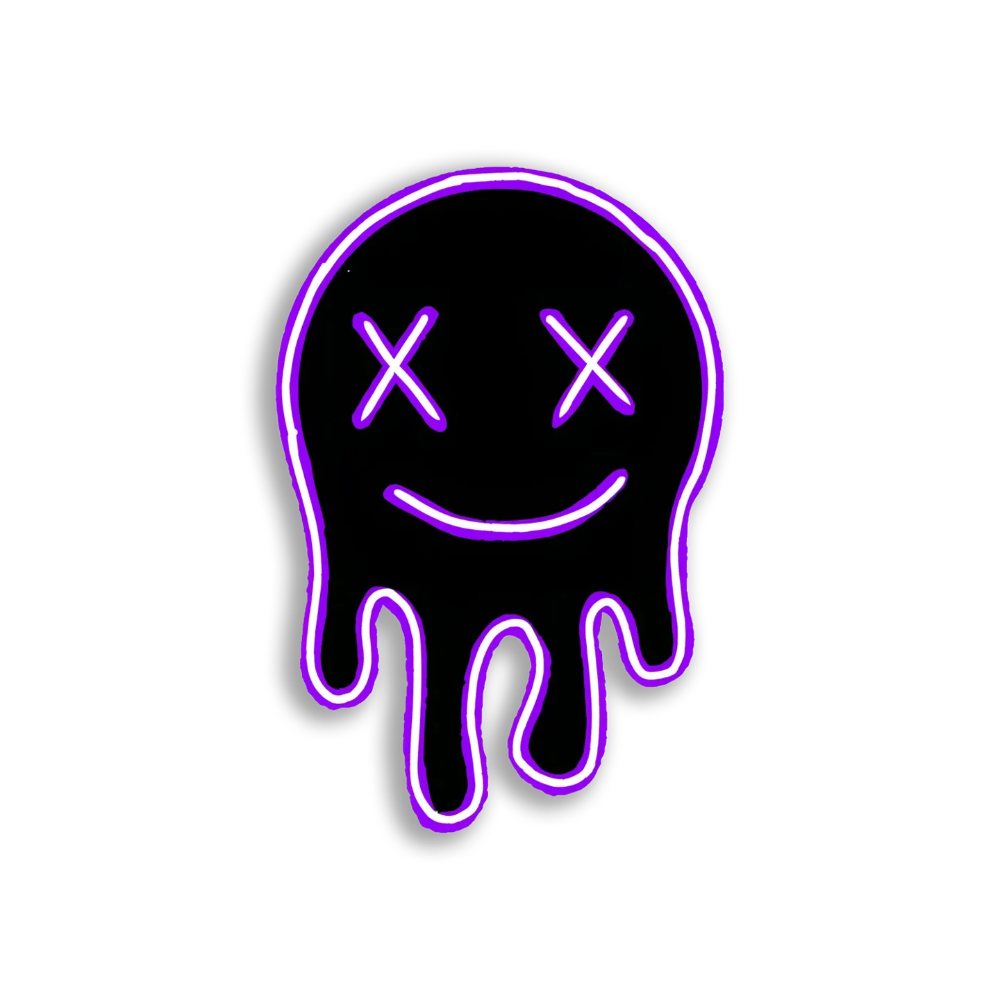 Purple Melting X-Eyed Smiley Face Sticker