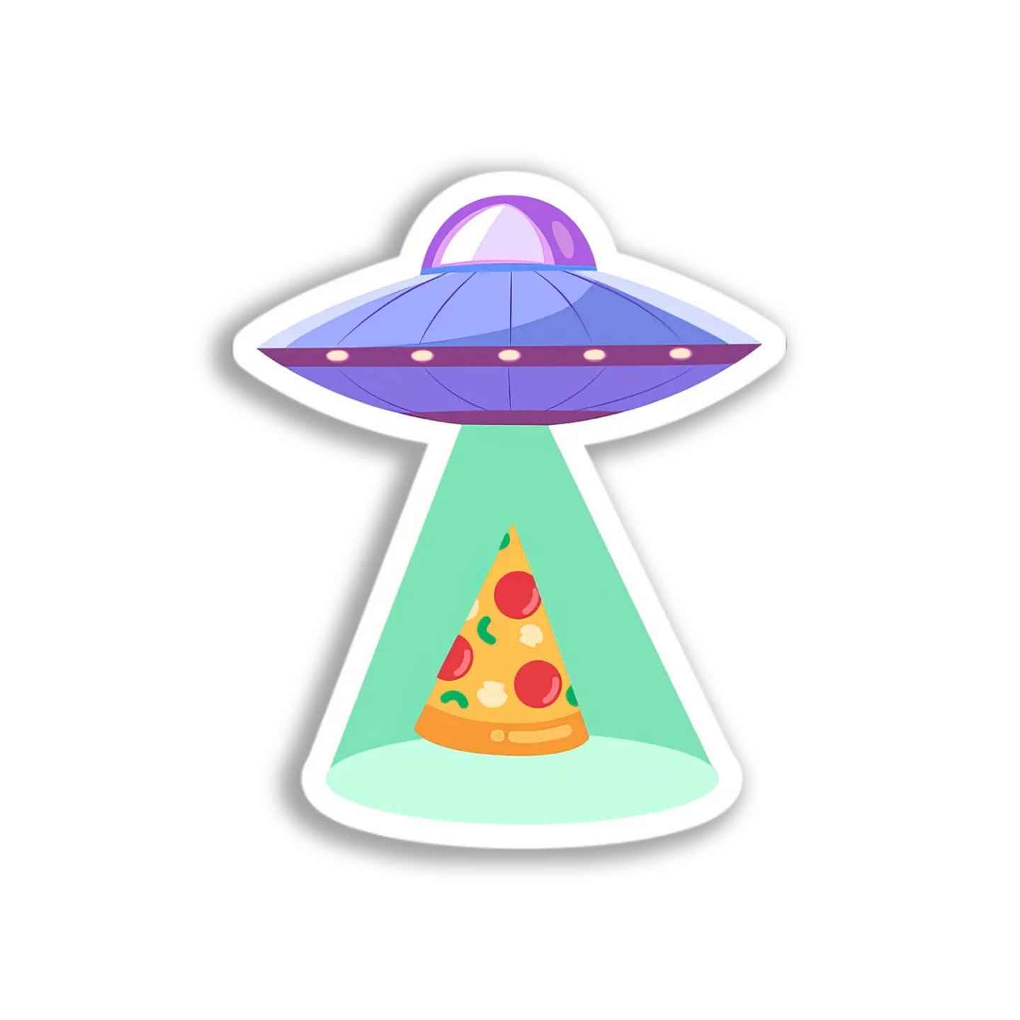UFO Pizza Slice Abduction Sticker