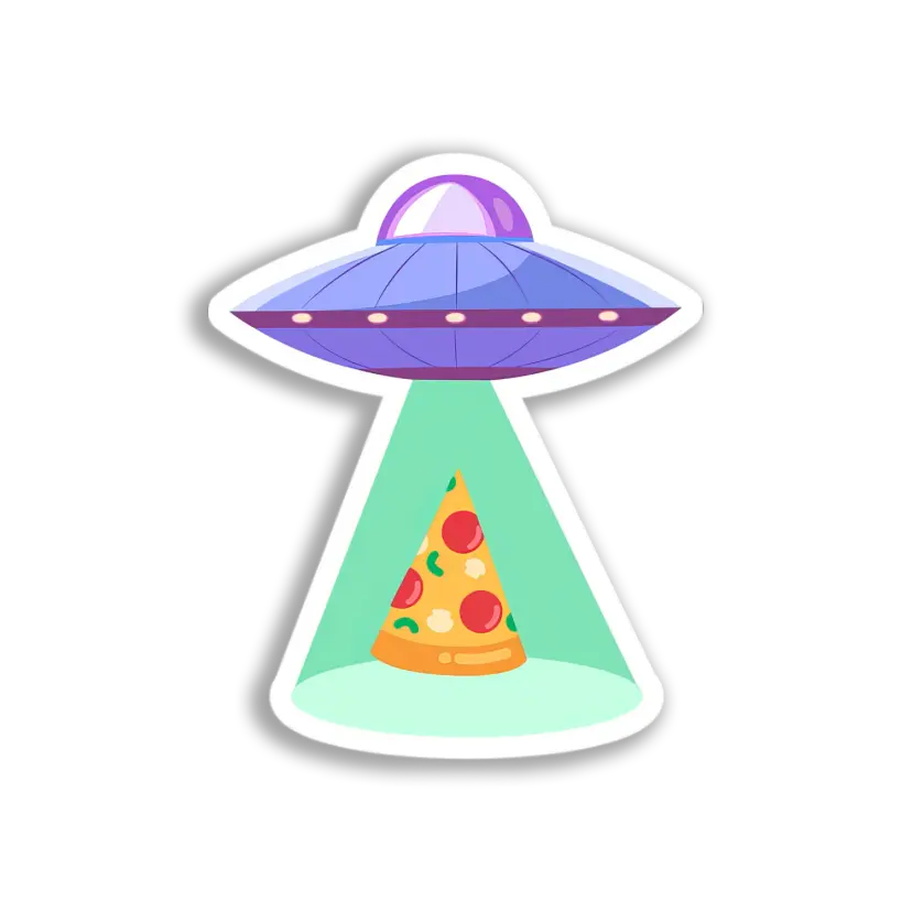 UFO Pizza Slice Abduction Sticker
