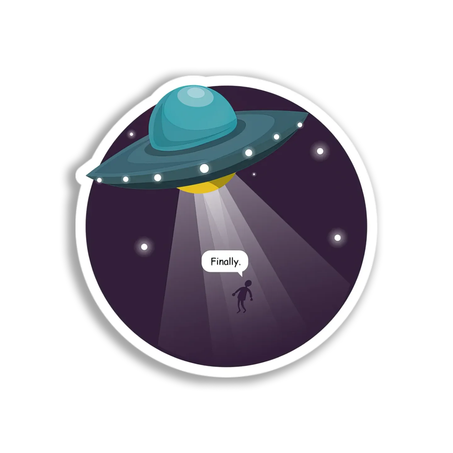 UFO Abduction Scene Sticker