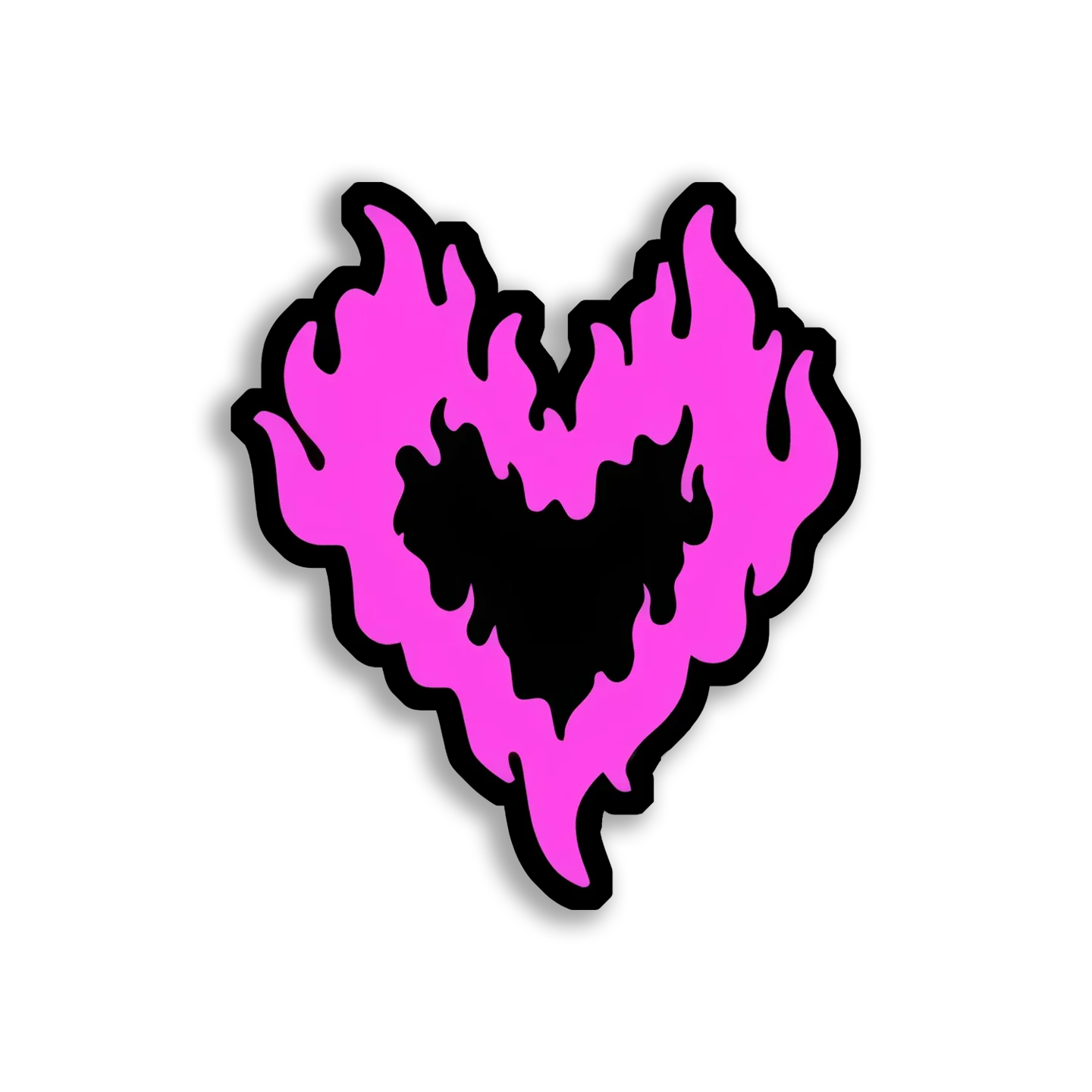 Pink Flaming Heart on Black Background Sticker