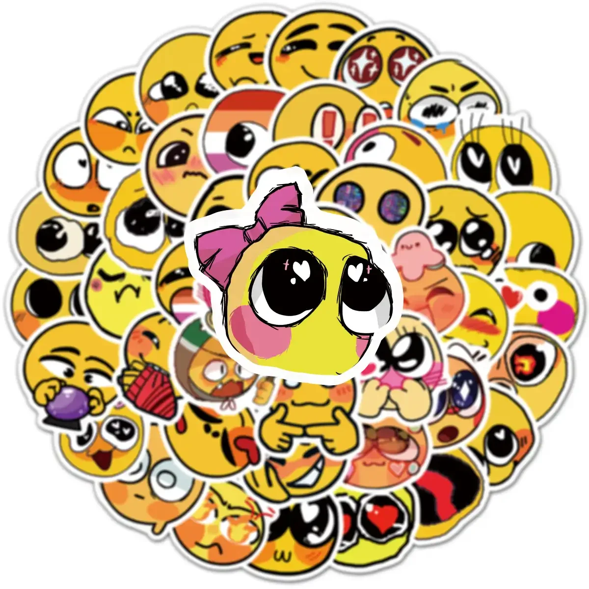 Cute Smiling Faces Cartoon Graffiti Sticker Pack of 50
