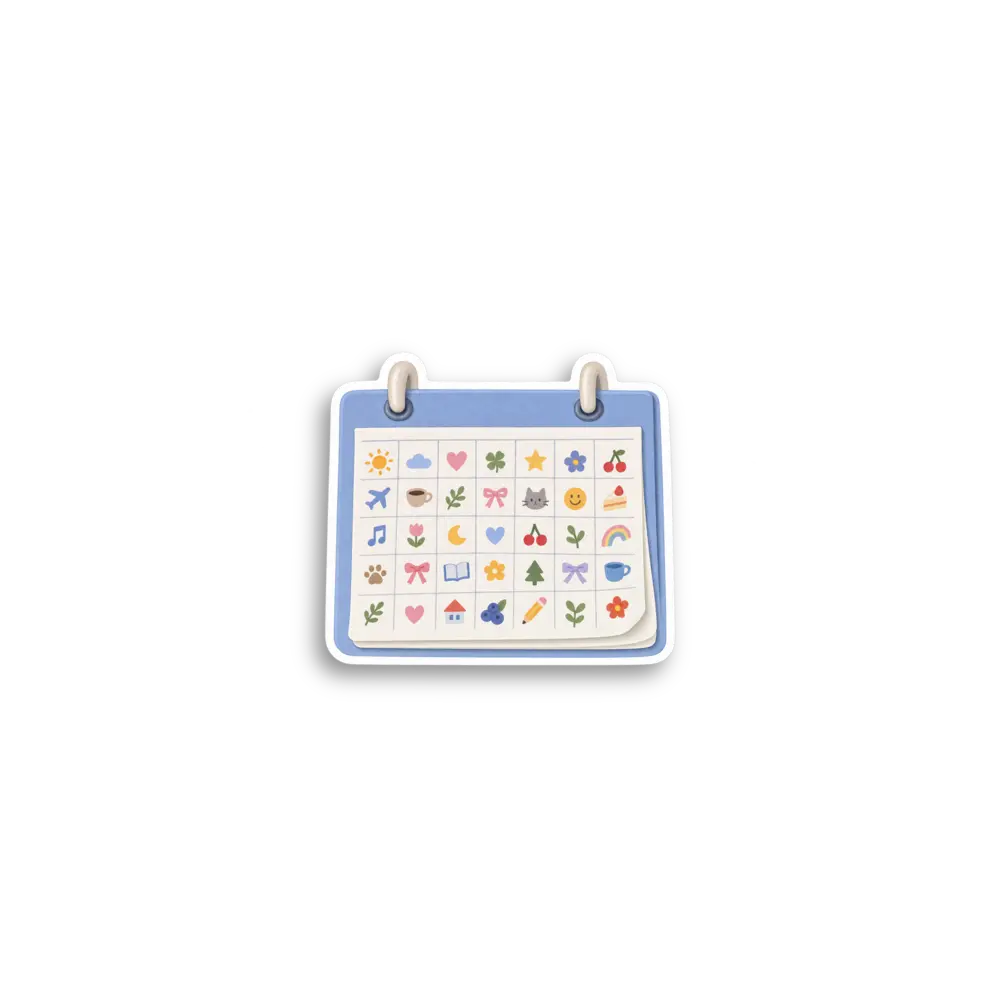 Blue Flip Calendar Sticker