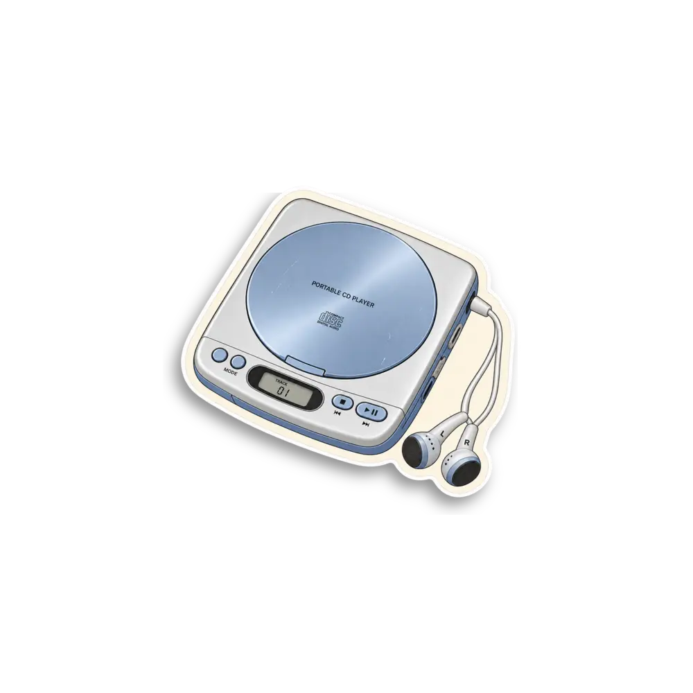Silver CD Player Sticker