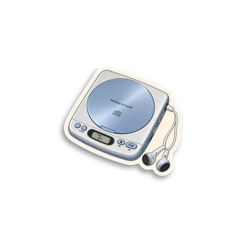 Silver CD Player Sticker