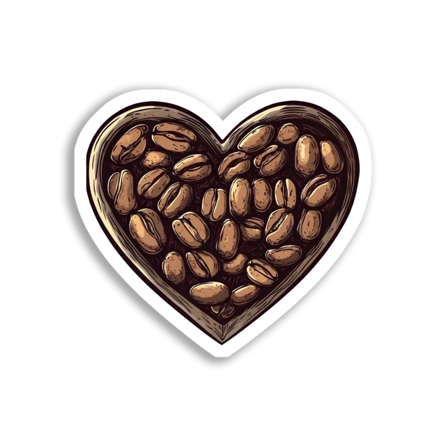 Heart Full of Coffee Beans Sticker