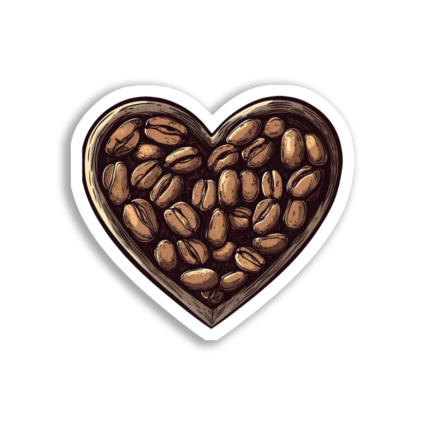 Heart Full of Coffee Beans Sticker