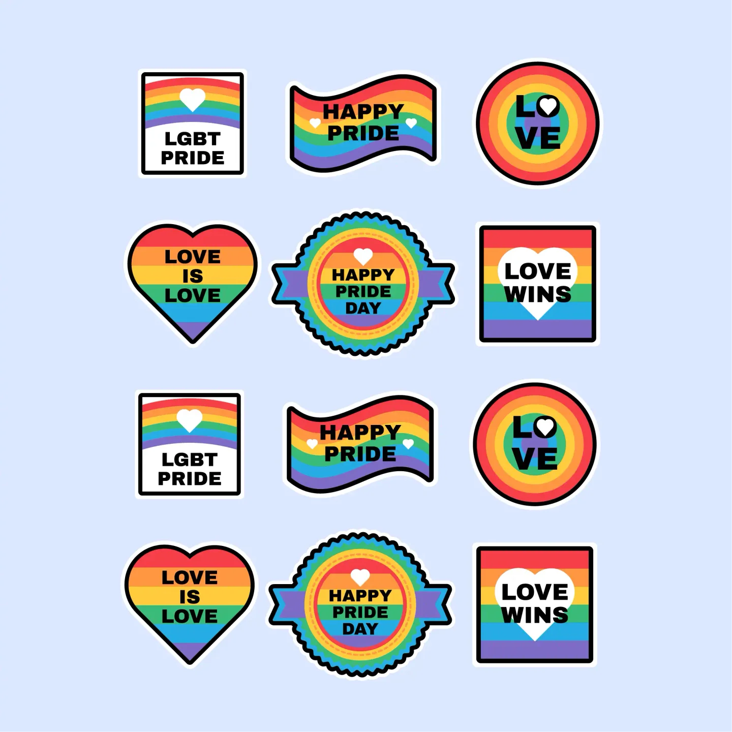 Pride Day Rainbow Stickers