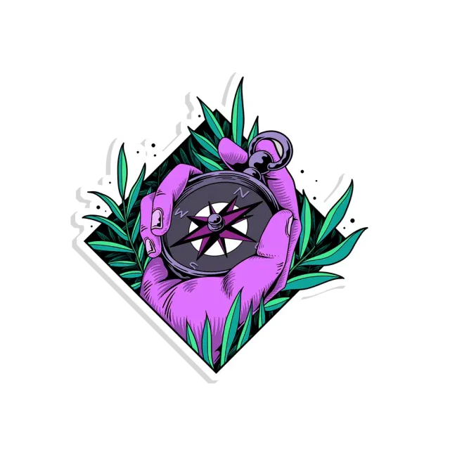 420 Time Compass Sticker