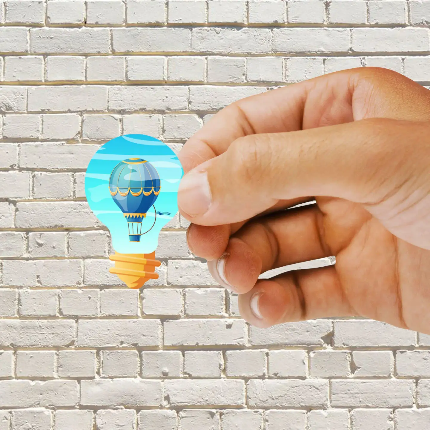 Air Balloon in Light Bulb Sticker