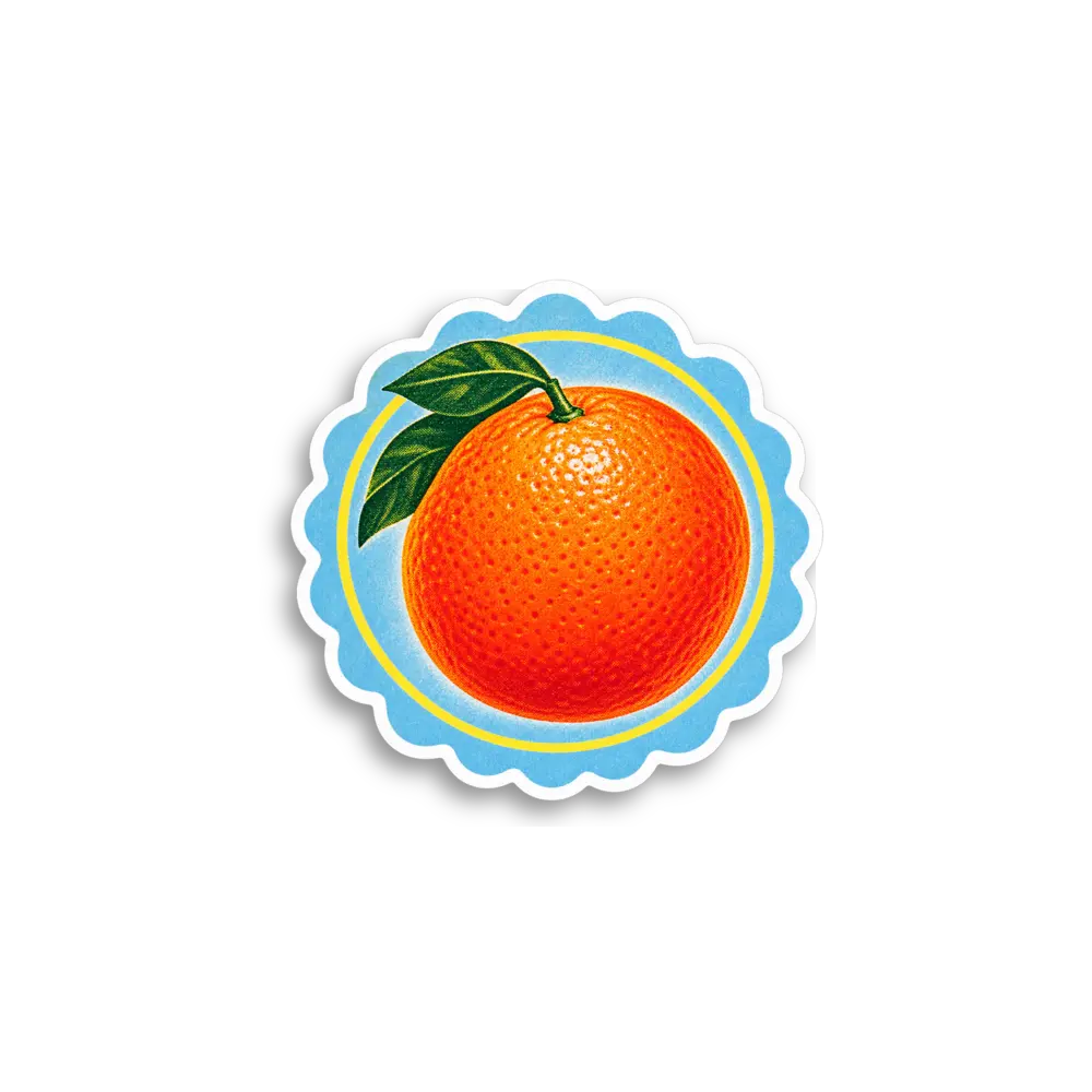 Orange Blue Fruit Sticker