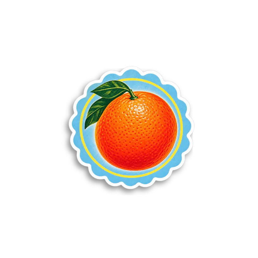 Orange Blue Fruit Sticker