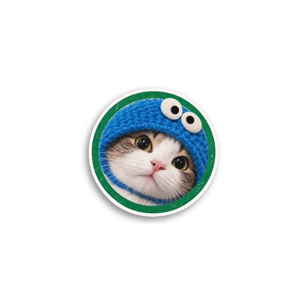 Blue Circle Cat Sticker