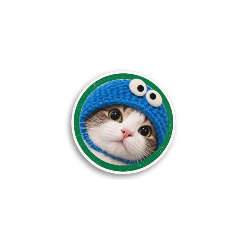 Blue Circle Cat Sticker