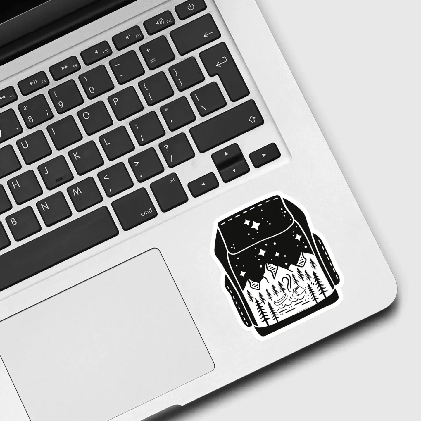Black Backpack Camping Sticker