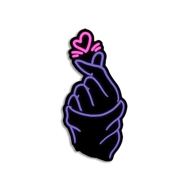 Neon Saranghae Finger Heart Love Sticker